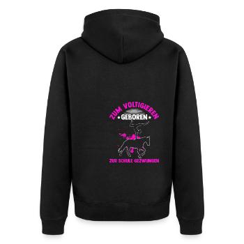 Voltigieren Reiten Pferd Spruch Reiterin Reiterhof - Unisex Premium Bio Zip Hoodie - Schwarz - Hinten - Nico (187cm)