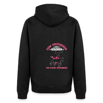 Voltigieren Reiten Pferd Spruch Reiterin Reiterhof - Unisex Premium Bio Zip Hoodie - Schwarz - Hinten - Nico (187cm)