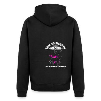 Voltigieren Reiten Pferd Spruch Reiter Reitverein - Unisex Premium Bio Zip Hoodie - Schwarz - Hinten - Nico (187cm)