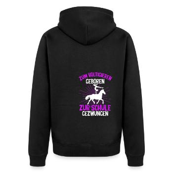Voltigieren Reiten Pferd Spruch Reiterin Reiterhof - Unisex Premium Bio Zip Hoodie - Schwarz - Hinten - Nico (187cm)