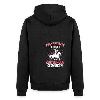 Voltigieren Reiten Pferd Spruch Reiterin Reiterhof - Unisex Premium Bio Zip Hoodie - Schwarz - Hinten - Nico (187cm)