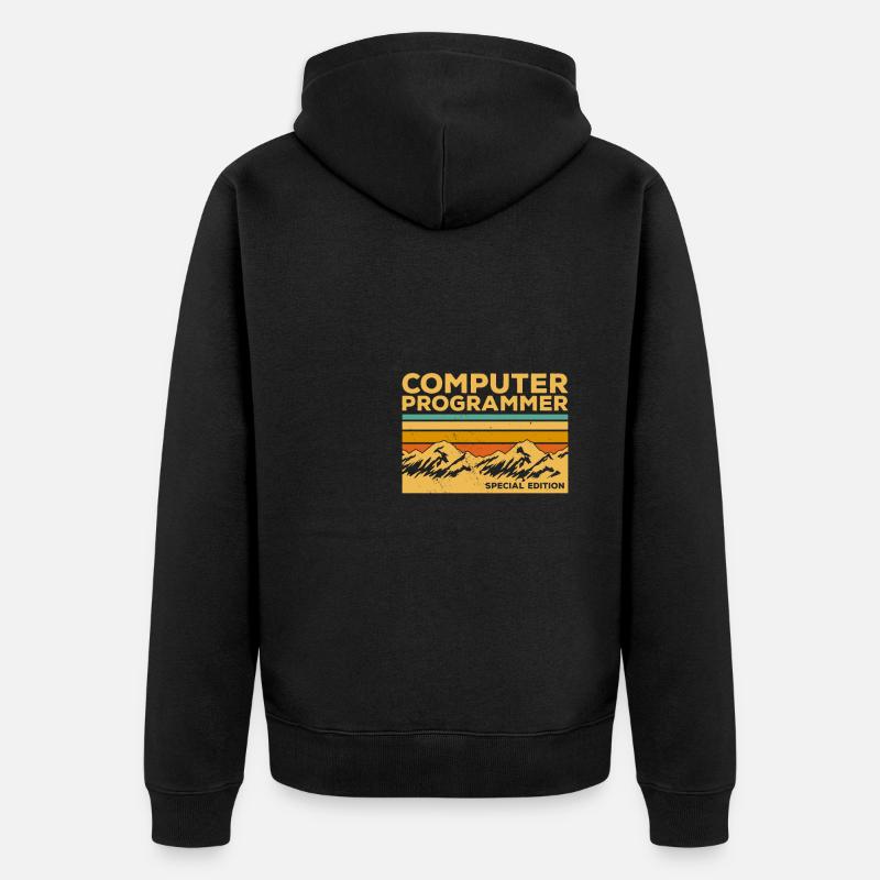 Retro Computer Programmer Special Edition - Unisex Premium Organic Zip Hoodie - black
