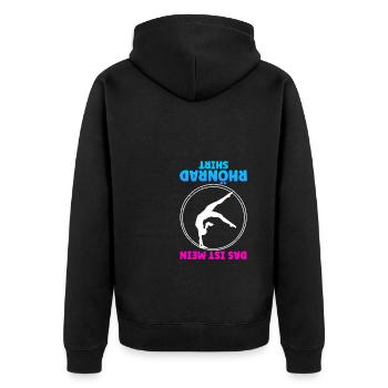 Das Ist Mein Rhönrad Shirt Trainer Sportverein Tur - Unisex Premium Bio Zip Hoodie - Schwarz - Hinten - Nico (187cm)