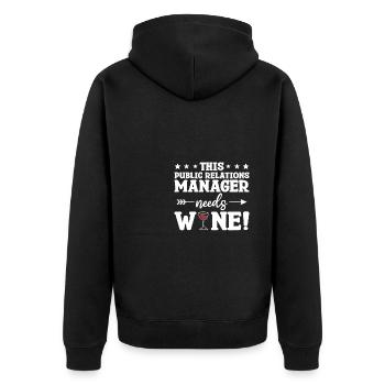 Dieser PR-Manager braucht Wein - Unisex Premium Bio Zip Hoodie - Schwarz - Hinten - Nico (187cm)