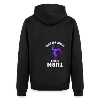 Turnen Gymnsatik Turnsport Trainer Sportverein Tur - Unisex Premium Bio Zip Hoodie - Schwarz - Hinten - Nico (187cm)