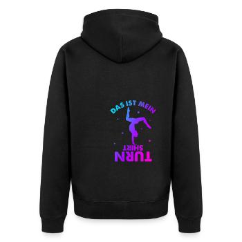 Turnen Gymnsatik Turnsport Trainer Sportverein Tur - Unisex Premium Bio Zip Hoodie - Schwarz - Hinten - Nico (187cm)