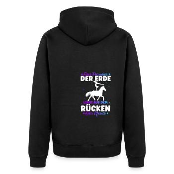 Reiten Pferd Spruch Reiter Reiterhof Reitverein Re - Unisex Premium Bio Zip Hoodie - Schwarz - Hinten - Nico (187cm)