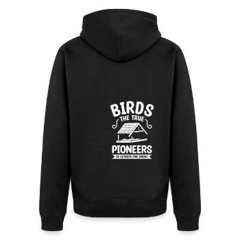 Oiseaux Les véritables pionniers de la gastronomie en plein air - Veste à capuche bio Premium Unisexe - noir - Dos - Nico (187cm)