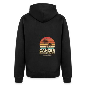 Vintage Krebsbiologe Sonderausgabe Biologie - Unisex Premium Bio Zip Hoodie - Schwarz - Hinten - Nico (187cm)