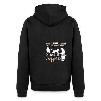 This Cat Behaviorist Runs On Coffee Cats - Unisex Premium Organic Zip Hoodie - black - Back - Nico (187cm)