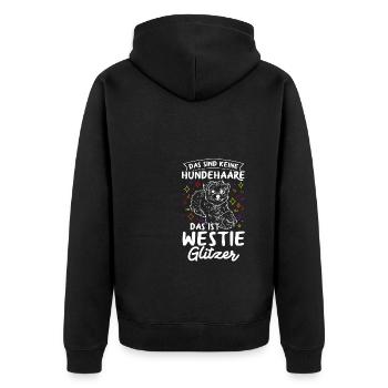 Das Sind Keine Hunde Haare Das Ist Westie Glitzer - Unisex Premium Bio Zip Hoodie - Schwarz - Hinten - Nico (187cm)