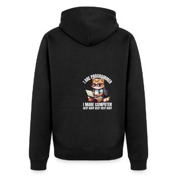 Ich bin Programmierer. Ich mache Computer Beep - Unisex Premium Bio Zip Hoodie - Schwarz - Hinten - Nico (187cm)