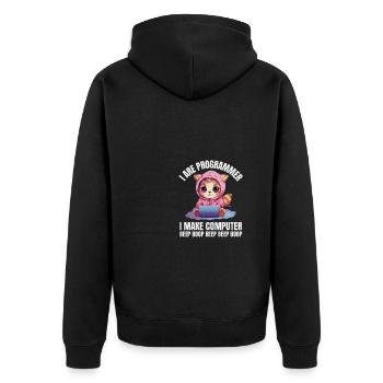 Ich bin Programmierer. Ich mache Computer Beep - Unisex Premium Bio Zip Hoodie - Schwarz - Hinten - Nico (187cm)