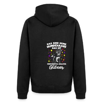 Das Sind Keine Hunde Haare Ist Continental Bulldog - Unisex Premium Bio Zip Hoodie - Schwarz - Hinten - Nico (187cm)