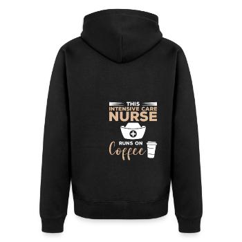 Diese Intensivkrankenschwester läuft auf der Kaffee-Intensivstation - Unisex Premium Bio Zip Hoodie - Schwarz - Hinten - Nico (187cm)