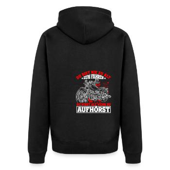 Du Bist Nie Zu Alt Zum Fahren Du Wirst Alt Wenn Du - Unisex Premium Bio Zip Hoodie - Schwarz - Hinten - Nico (187cm)