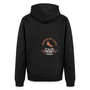 Jumping Off Cliffs My Adulting Therapy Session - Unisex Premium Organic Zip Hoodie - black - Back - Nico (187cm)