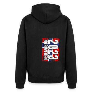Urlaub Norwegen 2023 Angelteam Angelausflug Natur - Unisex Premium Bio Zip Hoodie - Schwarz - Hinten - Nico (187cm)