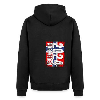 Urlaub Norwegen 2024 Angelteam Angelausflug Natur - Unisex Premium Bio Zip Hoodie - Schwarz - Hinten - Nico (187cm)