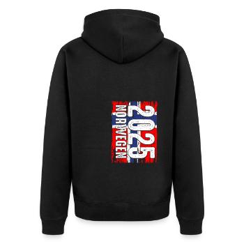 Urlaub Norwegen 2025 Angelteam Angelausflug Natur - Unisex Premium Bio Zip Hoodie - Schwarz - Hinten - Nico (187cm)