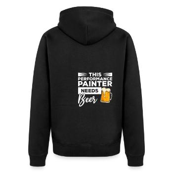 Dieser Performance-Maler braucht Bier - Unisex Premium Bio Zip Hoodie - Schwarz - Hinten - Nico (187cm)