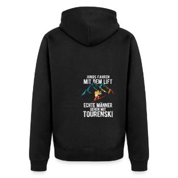 Tourenski Wintersport Berg Skifahrer Geschenk Skit - Unisex Premium Bio Zip Hoodie - Schwarz - Hinten - Nico (187cm)