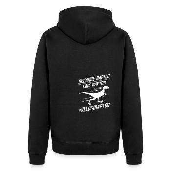 Distance Raptor Time Raptor Velociraptor Dinosauri - Unisex Premium Bio Zip Hoodie - Schwarz - Hinten - Nico (187cm)