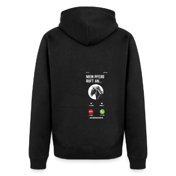 Mein Pferd Ruft An Und Ich Muss Gehen Reiten Pferd - Unisex Premium Bio Zip Hoodie - Schwarz - Hinten - Nico (187cm)