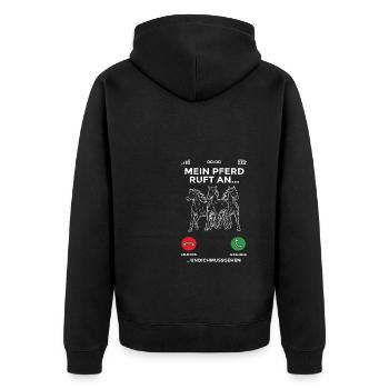 Pferd Reiterin Reiter Pferdefan Pony Voltigieren P - Unisex Premium Bio Zip Hoodie - Schwarz - Hinten - Nico (187cm)