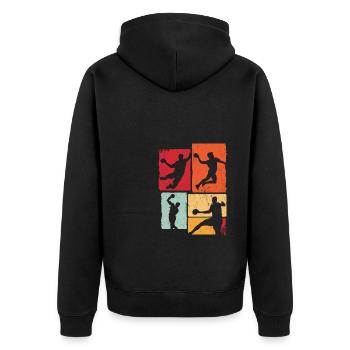 Handball Sport Coach Tournoi Ballon Vintage Handball - Veste à capuche bio Premium Unisexe - noir - Dos - Nico (187cm)