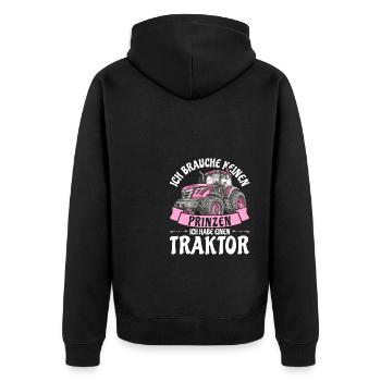 Landwirt Landwirtin - Unisex Premium Bio Zip Hoodie - Schwarz - Hinten - Nico (187cm)
