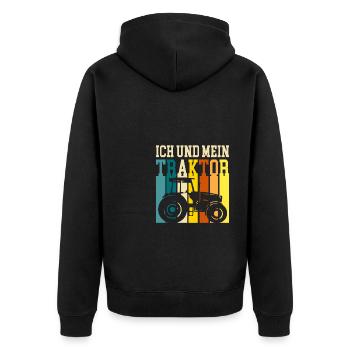 Landwirt Gülle - Unisex Premium Bio Zip Hoodie - Schwarz - Hinten - Nico (187cm)