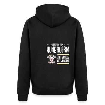 Landwirt Milchbauer Kuhbauer Kind Schule - Unisex Premium Bio Zip Hoodie - Schwarz - Hinten - Nico (187cm)