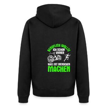 Beruf Landwirt Traktor Halloween Landwirt Bauer Tr - Unisex Premium Bio Zip Hoodie - Schwarz - Hinten - Nico (187cm)