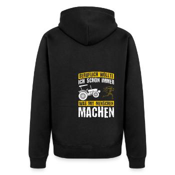Beruf Landwirt Traktor Halloween Landwirt Bauer Tr - Unisex Premium Bio Zip Hoodie - Schwarz - Hinten - Nico (187cm)