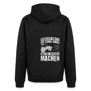 Beruf Landwirt Traktor Halloween Landwirt Spruch B - Unisex Premium Bio Zip Hoodie - Schwarz - Hinten - Nico (187cm)
