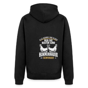 Huhn Hühner bester Hühnerbauer - Unisex Premium Bio Zip Hoodie - Schwarz - Hinten - Nico (187cm)