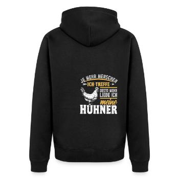 Hühnerbauer Huhn Hühner Gott - Unisex Premium Bio Zip Hoodie - Schwarz - Hinten - Nico (187cm)