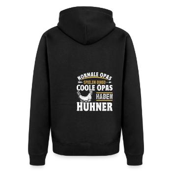 Hühnerbauer Huhn Coole Opas Haben Hühner - Unisex Premium Bio Zip Hoodie - Schwarz - Hinten - Nico (187cm)