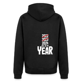 New Year's Eve 2024 will be my year - Unisex Premium Organic Zip Hoodie - black - Back - Nico (187cm)