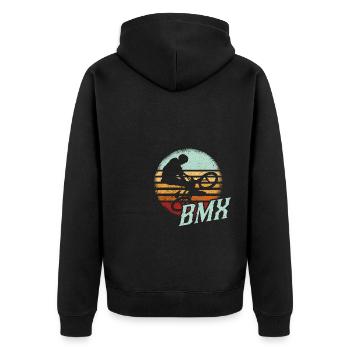 BMX Farbe Fahrrad Fans Rad Biker BMX Fahradfahrer - Unisex Premium Bio Zip Hoodie - Schwarz - Hinten - Nico (187cm)