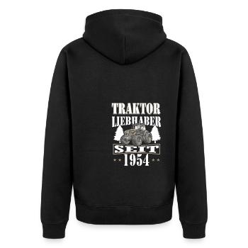 70 Geburtstag 1954 Landwirt Traktor Fan - Unisex Premium Bio Zip Hoodie - Schwarz - Hinten - Nico (187cm)