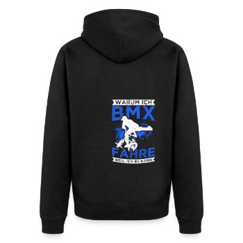 BMX Radfahren Fahrrad Geschenk Fahrrad BMX MTB - Unisex Premium Bio Zip Hoodie - Schwarz - Hinten - Nico (187cm)