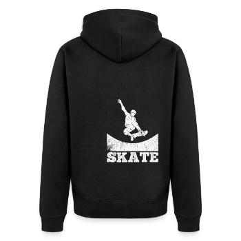 Skateboard Skateboarding Skater Vintage Boarder Sk - Unisex Premium Organic Zip Hoodie - black - Back - Nico (187cm)