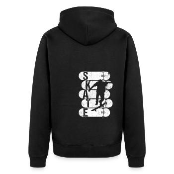 Skateboard Skateboarding Skater Vintage Boarder Sk - Unisex Premium Organic Zip Hoodie - black - Back - Nico (187cm)