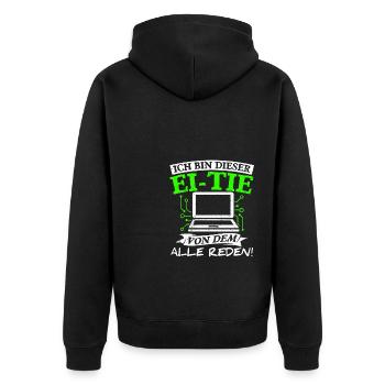 IT Computer PC Beruf Abreit Computer Fan Spruch IT - Unisex Premium Bio Zip Hoodie - Schwarz - Hinten - Nico (187cm)