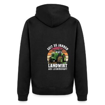 Landwirt aus Leidenschaft Traktor 35 Geburtstag - Unisex Premium Bio Zip Hoodie - Schwarz - Hinten - Nico (187cm)
