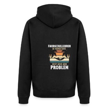 Geschenke Rente 2024 Fahrschullehrer Ruhestand - Unisex Premium Bio Zip Hoodie - Schwarz - Hinten - Nico (187cm)