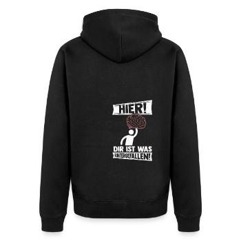 Strich Figur Gehirn Runtergefallen Dummkopf Lustig - Unisex Premium Bio Zip Hoodie - Schwarz - Hinten - Nico (187cm)