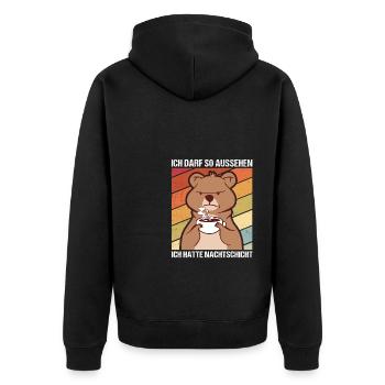 Ich darf So Aussehen Ich Hatte Nachtschicht Arbeit - Unisex Premium Bio Zip Hoodie - Schwarz - Hinten - Nico (187cm)